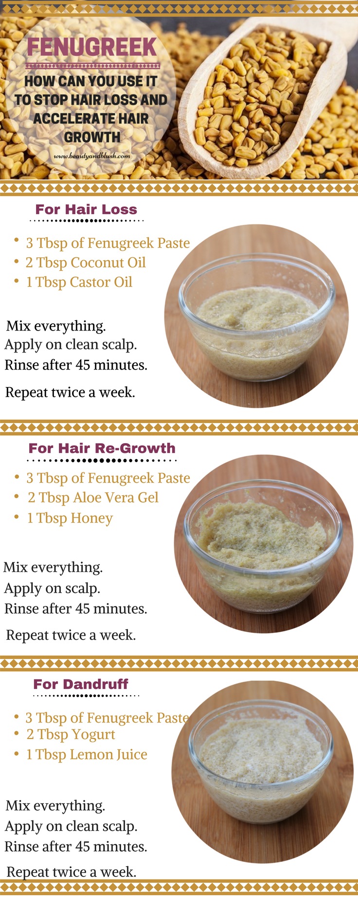 How to Use Fenugreek for Hair Loss, Hair Thinning and Hair Re-Growth -  Beauty and Blush